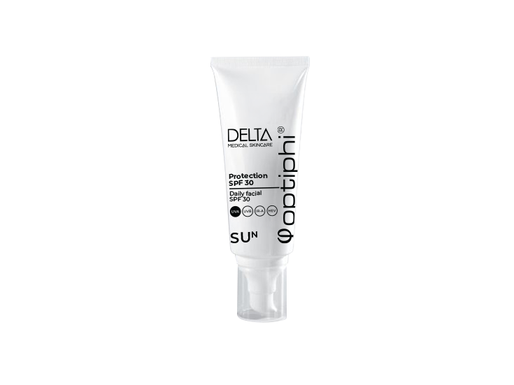 Optiphi DELTA Protection SPF 30 sunscreen providing broad-spectrum UV, blue light and pollution defence