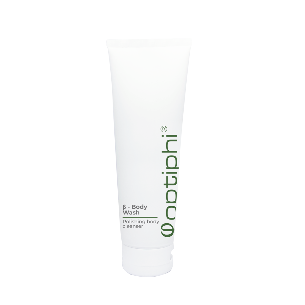 Optiphi Body Wash refining body cleanser with salicylic acid and lactic acid to gently exfoliate, smooth skin texture and support healthy-looking skin