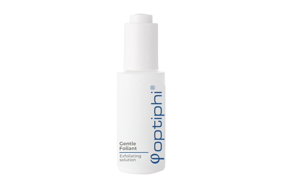 Optiphi Gentle Foliant exfoliating treatment with AHA, BHA and PHA acids to support skin texture, hydration and gentle surface renewal for sensitive skin