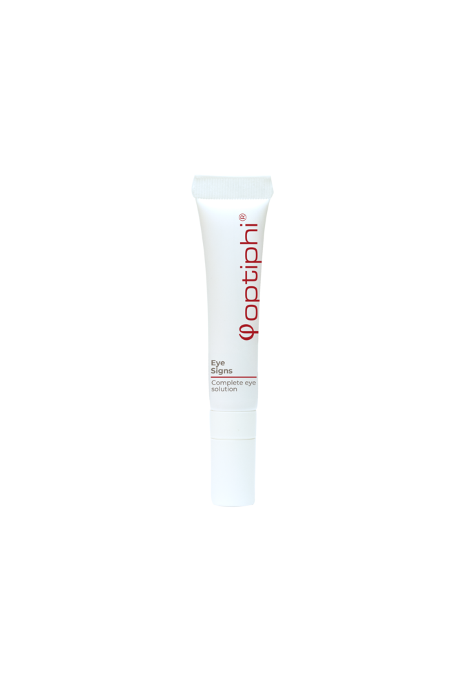 Optiphi Eye Signs advanced eye treatment with peptides, hyaluronic acid, niacinamide and caffeine to help reduce the appearance of dark circles, puffiness and fine lines